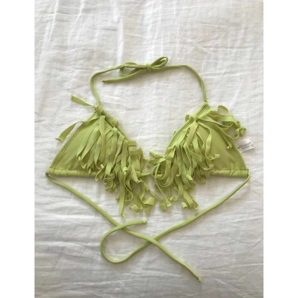 Lime Green Fringe Bikini Top